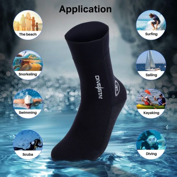 DIVESTAR Diving Neoprene Socks For Men Women Scuba Booties, Spec: 3mm Black (S 37-38) - Image 5