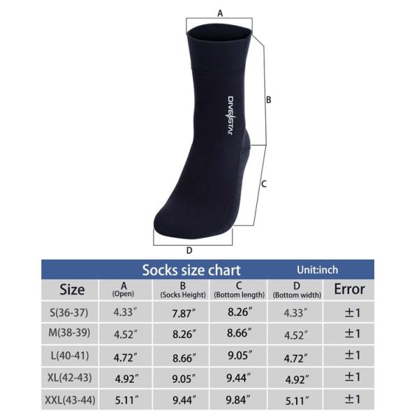 DIVESTAR Diving Neoprene Socks For Men Women Scuba Booties, Spec: 3mm Black (S 37-38) - Image 6