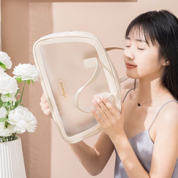 PU Dry And Wet Separation Washing Bag Double Layer Large Capacity Handheld Cosmetic Bag, Color: Pink Large - Image 11