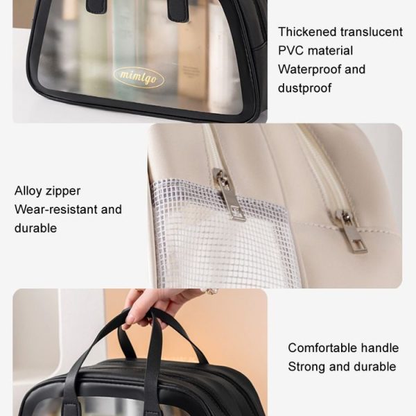 PU Dry And Wet Separation Washing Bag Double Layer Large Capacity Handheld Cosmetic Bag, Color: Pink Large - Image 7