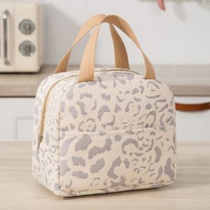 Ink Pattern Insulated Lunch Bag Lunch Box Bag Outdoor Travel Ice Pack Picnic Bag (Beige)
