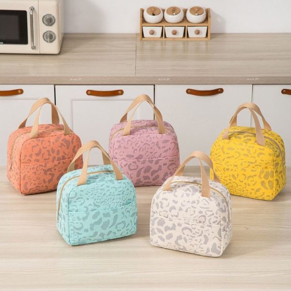 Ink Pattern Insulated Lunch Bag Lunch Box Bag Outdoor Travel Ice Pack Picnic Bag (Beige) - Image 2