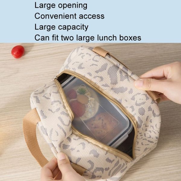 Ink Pattern Insulated Lunch Bag Lunch Box Bag Outdoor Travel Ice Pack Picnic Bag (Beige) - Image 4