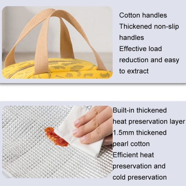Ink Pattern Insulated Lunch Bag Lunch Box Bag Outdoor Travel Ice Pack Picnic Bag (Beige) - Image 5