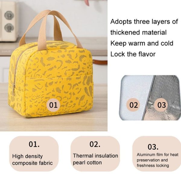 Ink Pattern Insulated Lunch Bag Lunch Box Bag Outdoor Travel Ice Pack Picnic Bag (Beige) - Image 6