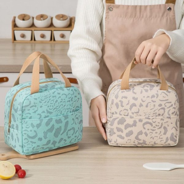 Ink Pattern Insulated Lunch Bag Lunch Box Bag Outdoor Travel Ice Pack Picnic Bag (Beige) - Image 9