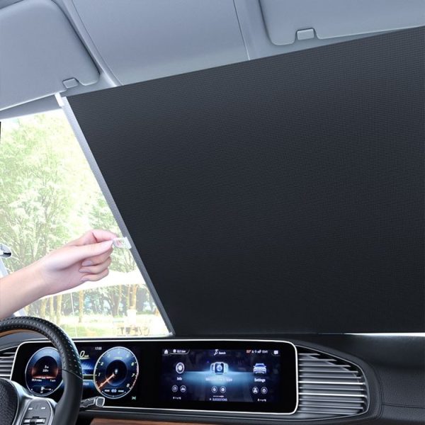 40x60cm Car Summer No-punch Retractable Titanium Silver Sunshade Curtain - Image 9
