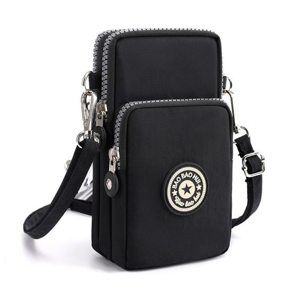 Crossbody Mobile Phone Bag Vertical Coin Purse with Armband for Women (Black)