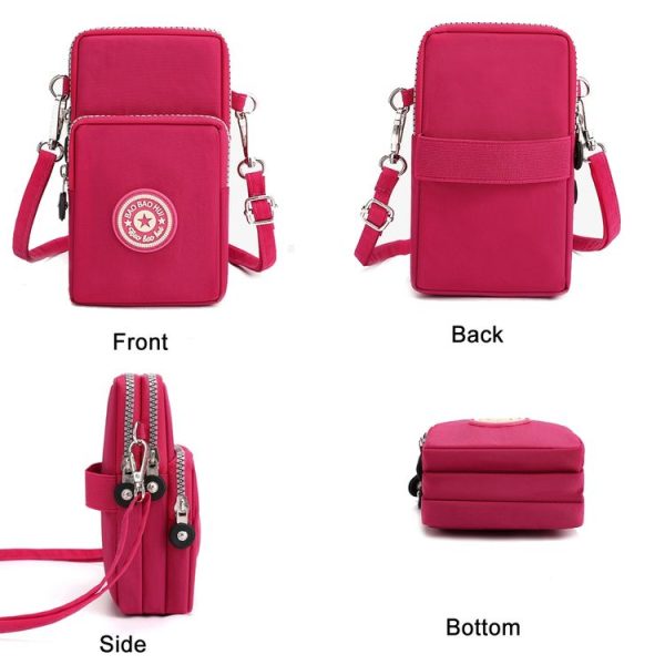 Crossbody Mobile Phone Bag Vertical Coin Purse with Armband for Women (Black) - Image 4