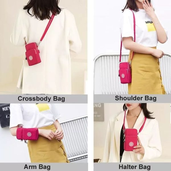 Crossbody Mobile Phone Bag Vertical Coin Purse with Armband for Women (Black) - Image 7