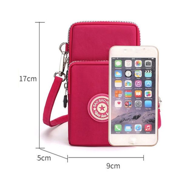 Crossbody Mobile Phone Bag Vertical Coin Purse with Armband for Women (Black) - Image 8