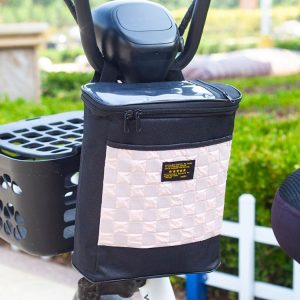 Electric Bike Riding Hanging Bag Large Capacity Waterproof Bicycle Front Hanging Bag (Pink)