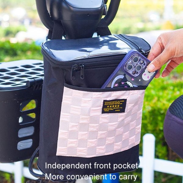Electric Bike Riding Hanging Bag Large Capacity Waterproof Bicycle Front Hanging Bag (Pink) - Image 2