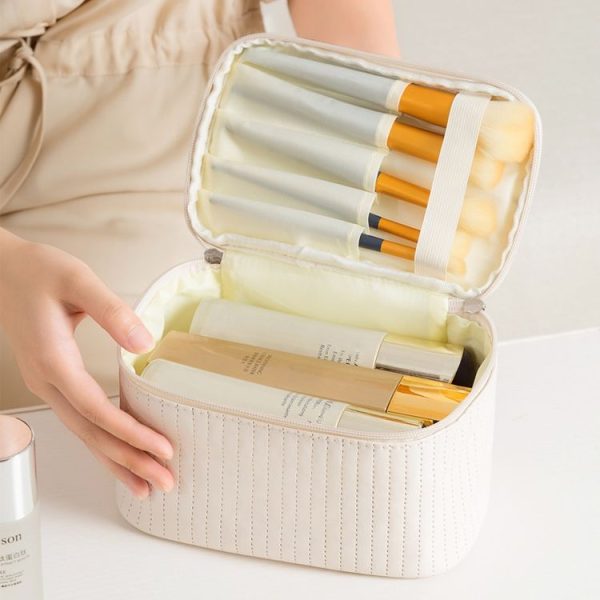 Multi-Purpose Cake Makeup Bag Portable Desktop Storage Bag (Beige) - Image 5