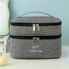 Cationic Double Layer Cosmetic Bag Large Capacity Handheld Wash Bag Thickened Waterproof Travel Storage Bag (Grey)