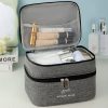 Cationic Double Layer Cosmetic Bag Large Capacity Handheld Wash Bag Thickened Waterproof Travel Storage Bag (Grey) - Image 3