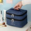 Cationic Double Layer Cosmetic Bag Large Capacity Handheld Wash Bag Thickened Waterproof Travel Storage Bag (Grey) - Image 5