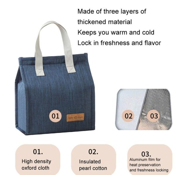 Vertical Tote Cationic Bento Warm Bag Lunch Box Bag (Black) - Image 3