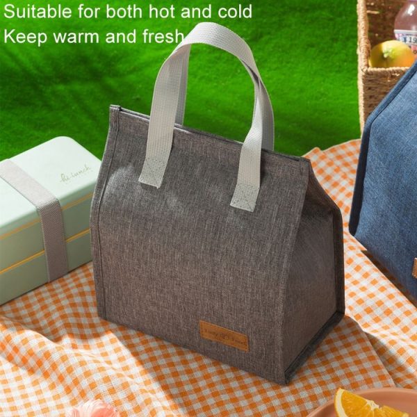 Vertical Tote Cationic Bento Warm Bag Lunch Box Bag (Black) - Image 7