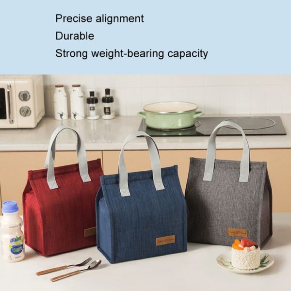 Vertical Tote Cationic Bento Warm Bag Lunch Box Bag (Black) - Image 8