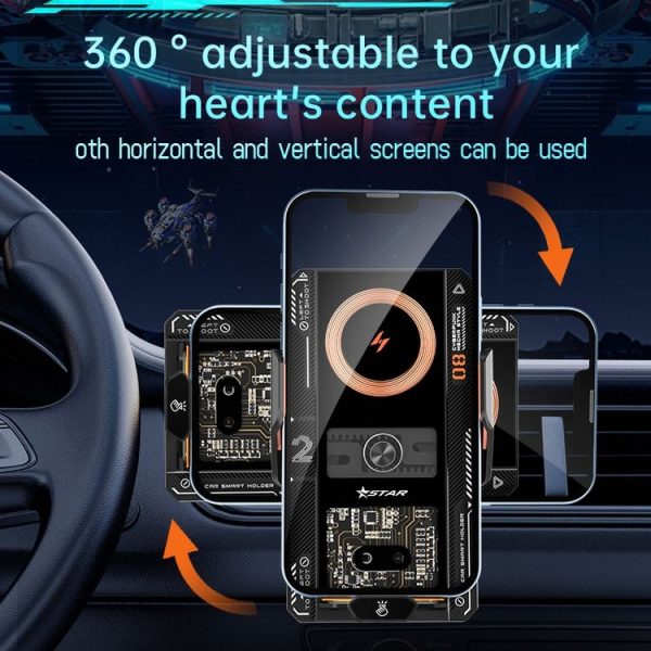 15W QI Protocol Wireless Car Charger Smart Induction Phone Holder (Black) - Image 12