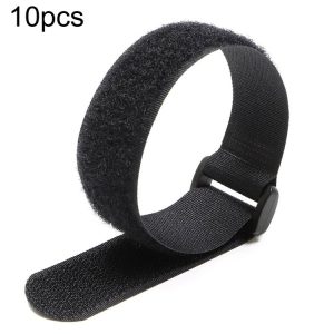 10pcs Nylon Cable Storage Snap Tape Reverse Buckle Type Fixed Packing Strap, Model: Black 20 x 150mm
