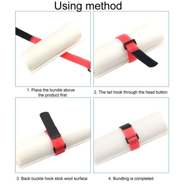10pcs Nylon Cable Storage Snap Tape Reverse Buckle Type Fixed Packing Strap, Model: Black 20 x 150mm - Image 4