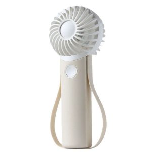 Portable Handheld Quiet Fan Silicone Hanging Neck Small Electrical Fan (Beige)
