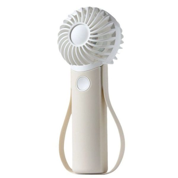 Portable Handheld Quiet Fan Silicone Hanging Neck Small Electrical Fan (Beige)