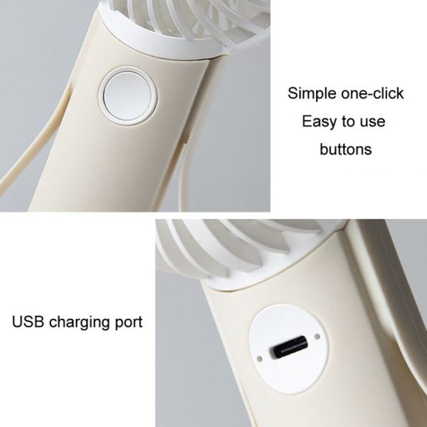 Portable Handheld Quiet Fan Silicone Hanging Neck Small Electrical Fan (Beige) - Image 5