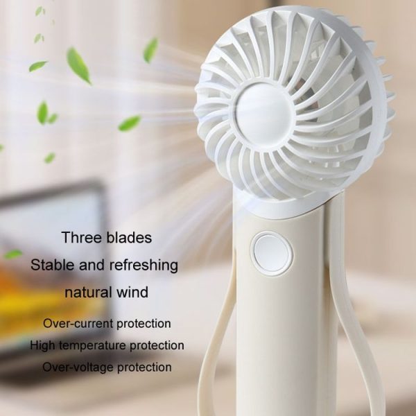 Portable Handheld Quiet Fan Silicone Hanging Neck Small Electrical Fan (Beige) - Image 7