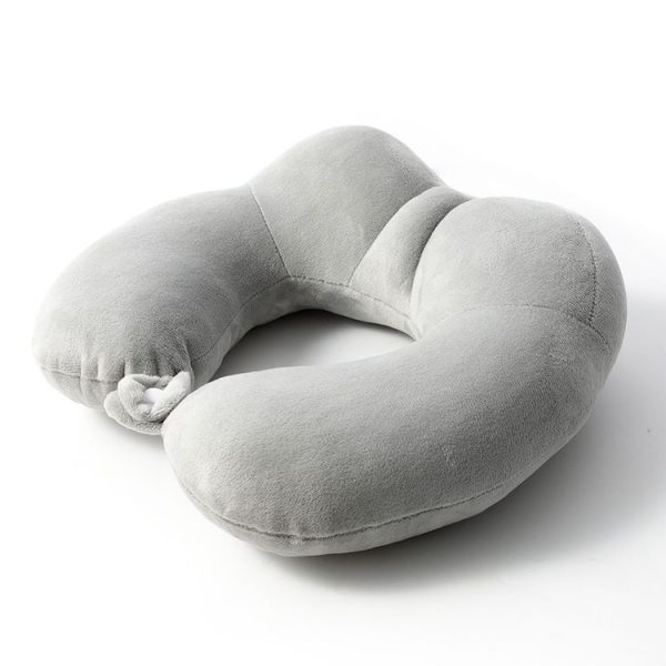 Portable Nap Neck Care Pillow Multifunctional Airplane Travel U-Shaped Pillow, Style: Gray PP Cotton