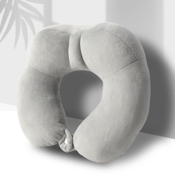 Portable Nap Neck Care Pillow Multifunctional Airplane Travel U-Shaped Pillow, Style: Gray PP Cotton - Image 2