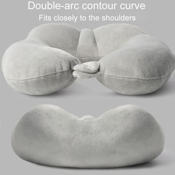 Portable Nap Neck Care Pillow Multifunctional Airplane Travel U-Shaped Pillow, Style: Gray PP Cotton - Image 7