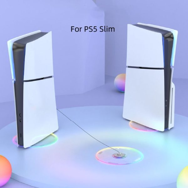 PS5 Slim iplay HBP-575 Simple Storage Base Light Version RGB Colorful Vertical Storage Bracket (Transparent) - Image 2