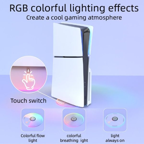 PS5 Slim iplay HBP-575 Simple Storage Base Light Version RGB Colorful Vertical Storage Bracket (Transparent) - Image 3
