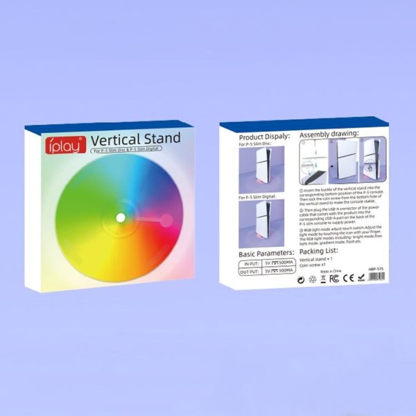 PS5 Slim iplay HBP-575 Simple Storage Base Light Version RGB Colorful Vertical Storage Bracket (Transparent) - Image 9