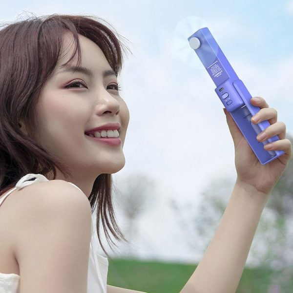 PS-J009 4-In-1 LED Light Buzzer Alarm Mini Folding Handheld Fan (Milk White) - Image 11