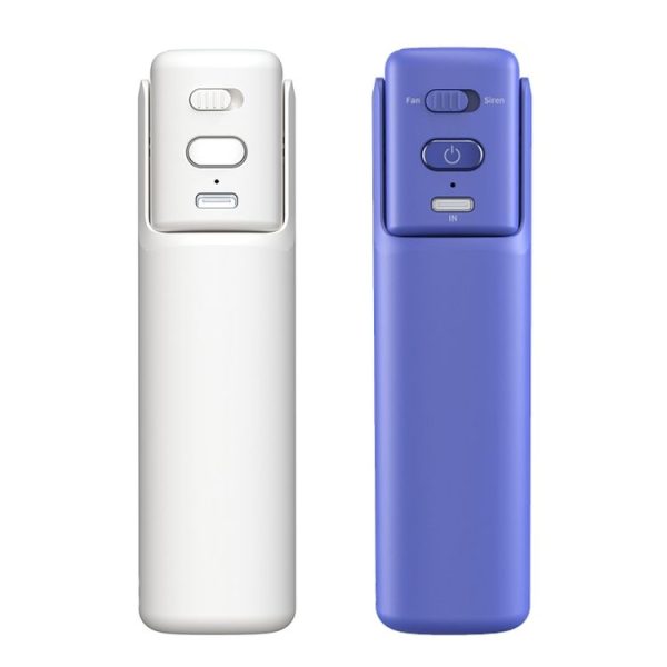 PS-J009 4-In-1 LED Light Buzzer Alarm Mini Folding Handheld Fan (Milk White) - Image 2