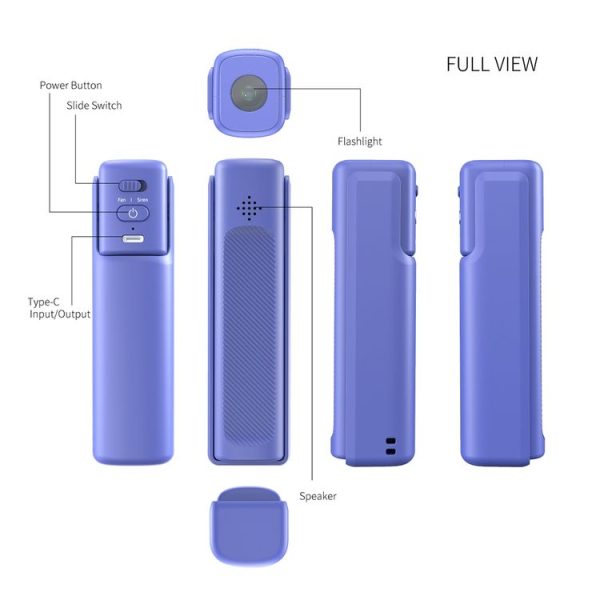 PS-J009 4-In-1 LED Light Buzzer Alarm Mini Folding Handheld Fan (Milk White) - Image 3
