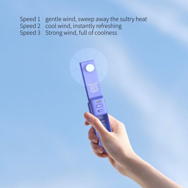 PS-J009 4-In-1 LED Light Buzzer Alarm Mini Folding Handheld Fan (Milk White) - Image 6