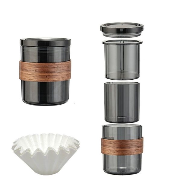 3 In 1 Pour Over Coffee Maker with Filter Cup for Camping Travel Office Gradient Black