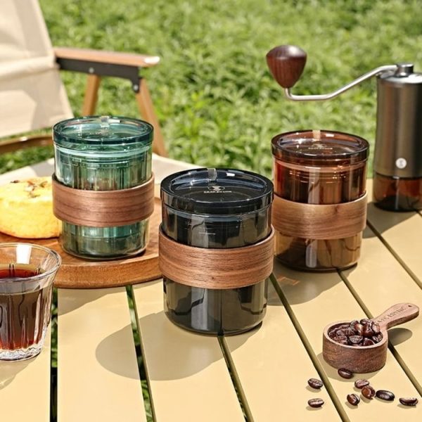 3 In 1 Pour Over Coffee Maker with Filter Cup for Camping Travel Office Gradient Black - Image 2