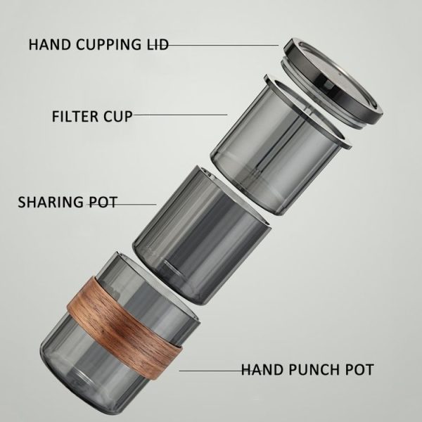 3 In 1 Pour Over Coffee Maker with Filter Cup for Camping Travel Office Gradient Black - Image 3