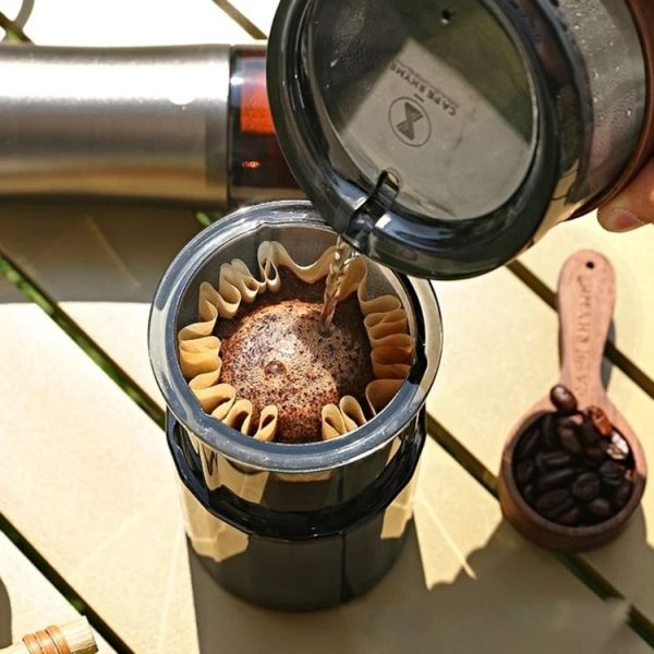 3 In 1 Pour Over Coffee Maker with Filter Cup for Camping Travel Office Gradient Black - Image 4