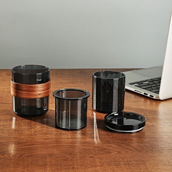 3 In 1 Pour Over Coffee Maker with Filter Cup for Camping Travel Office Gradient Black - Image 5