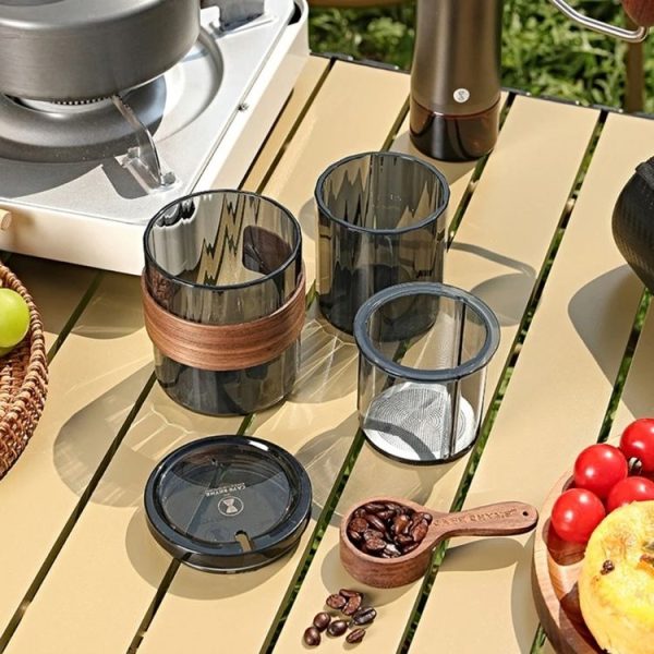 3 In 1 Pour Over Coffee Maker with Filter Cup for Camping Travel Office Gradient Black - Image 6