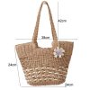 Knitting Straw Shoulder Bag Hollow Wave Large Capacity Tote Bag With Lining (Light Brown) - Image 3
