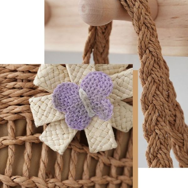 Knitting Straw Shoulder Bag Hollow Wave Large Capacity Tote Bag With Lining (Light Brown) - Image 5