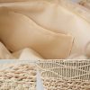 Knitting Straw Shoulder Bag Hollow Wave Large Capacity Tote Bag With Lining (Light Brown) - Image 6